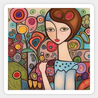 Woman with flowers Sticker